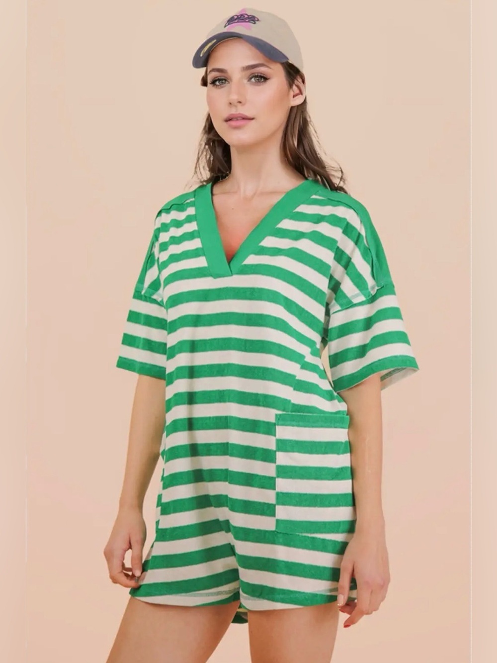 NWT Very J Stripe Casual Knit Romper